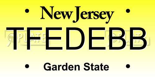 TFEDEBB New Jersey License Plate