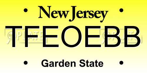 TFEOEBB New Jersey License Plate