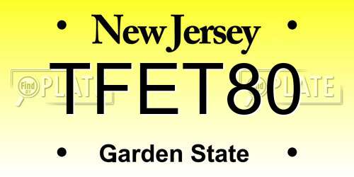 TFET80 New Jersey License Plate