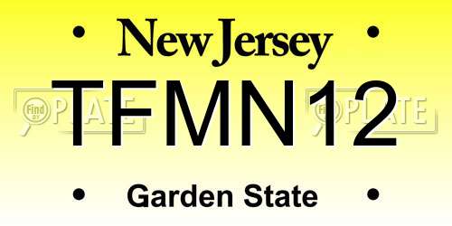 TFMN12 New Jersey License Plate