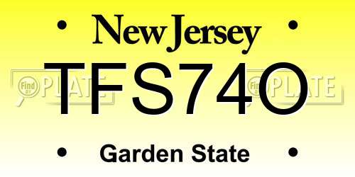 TFS74O New Jersey License Plate
