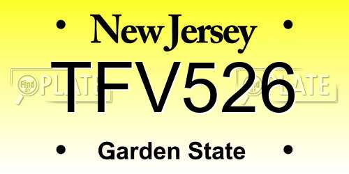 TFV526 New Jersey License Plate