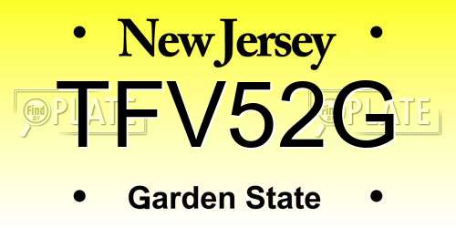 TFV52G New Jersey License Plate