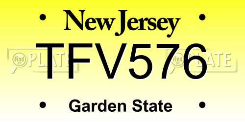 TFV576 New Jersey License Plate