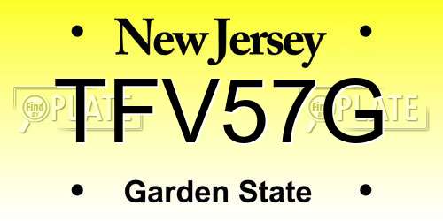 TFV57G New Jersey License Plate