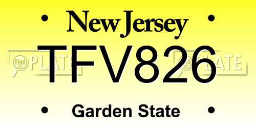 TFV826 New Jersey License Plate