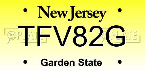 TFV82G New Jersey License Plate