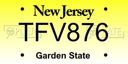 TFV876 New Jersey License Plate