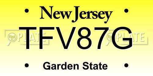 TFV87G New Jersey License Plate