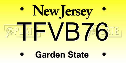 TFVB76 New Jersey License Plate