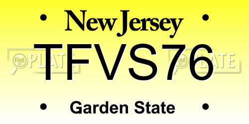 TFVS76 New Jersey License Plate