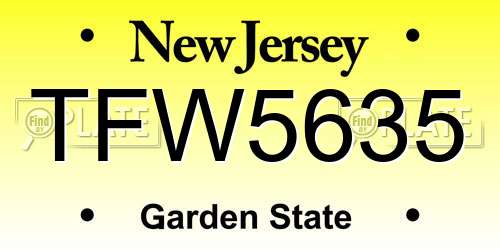 TFW5635 New Jersey License Plate