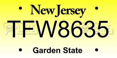 TFW8635 New Jersey License Plate