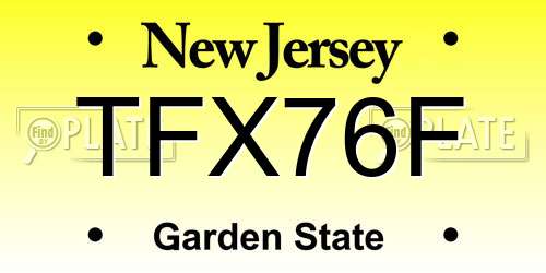 TFX76F New Jersey License Plate