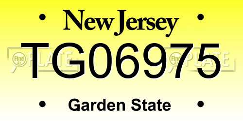 TG06975 New Jersey License Plate