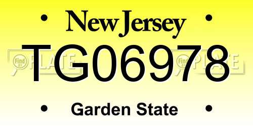 TG06978 New Jersey License Plate