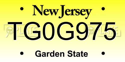 TG0G975 New Jersey License Plate