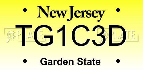 TG1C3D New Jersey License Plate