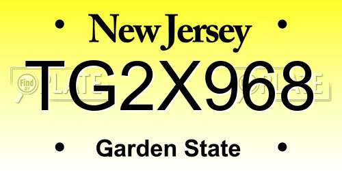 TG2X968 New Jersey License Plate