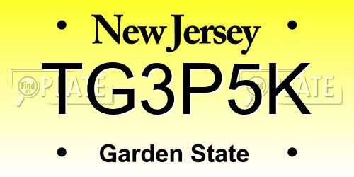 TG3P5K New Jersey License Plate