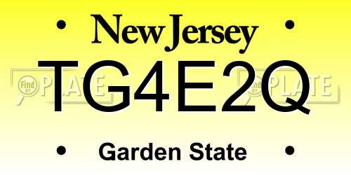 TG4E2Q New Jersey License Plate