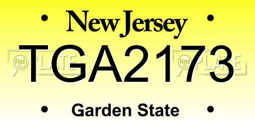 TGA2173 New Jersey License Plate