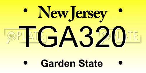 TGA320 New Jersey License Plate