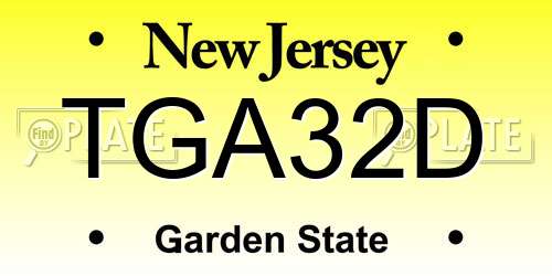 TGA32D New Jersey License Plate