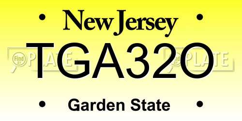 TGA32O New Jersey License Plate