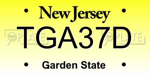 TGA37D New Jersey License Plate