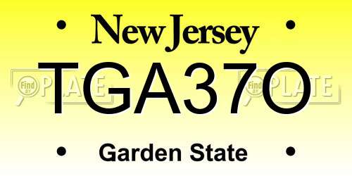 TGA37O New Jersey License Plate