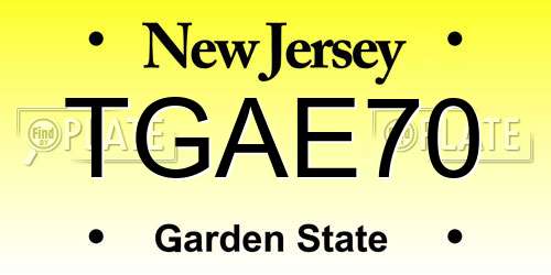 TGAE70 New Jersey License Plate