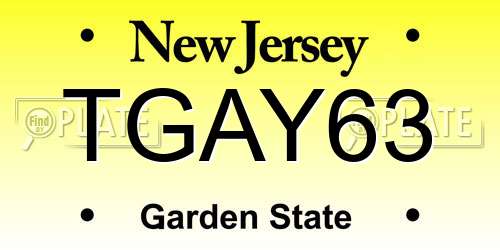 TGAY63 New Jersey License Plate