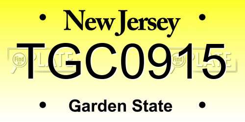 TGC0915 New Jersey License Plate