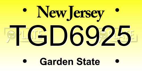 TGD6925 New Jersey License Plate