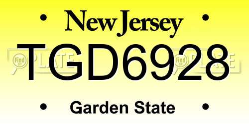 TGD6928 New Jersey License Plate