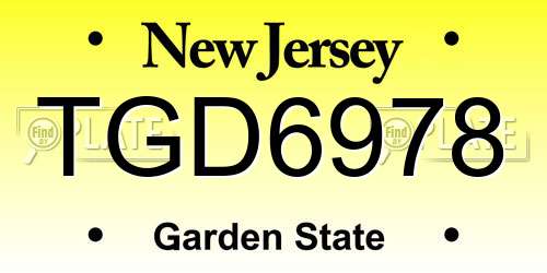 TGD6978 New Jersey License Plate