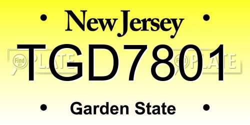 TGD7801 New Jersey License Plate