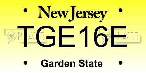 TGE16E New Jersey License Plate
