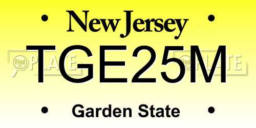 TGE25M New Jersey License Plate