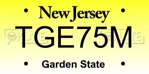 TGE75M New Jersey License Plate