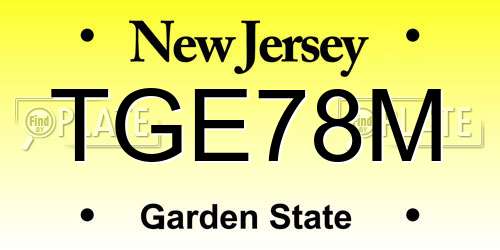 TGE78M New Jersey License Plate