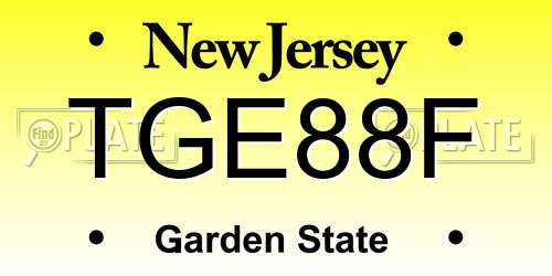 TGE88F New Jersey License Plate