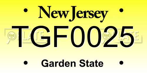 TGF0025 New Jersey License Plate