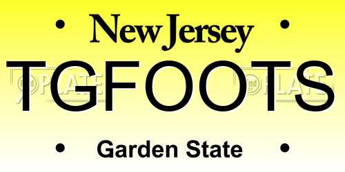 TGFOOTS New Jersey License Plate