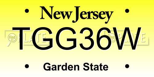 TGG36W New Jersey License Plate