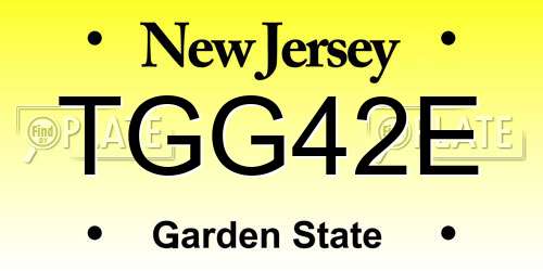 TGG42E New Jersey License Plate