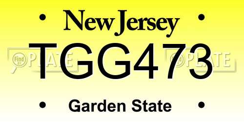 TGG473 New Jersey License Plate