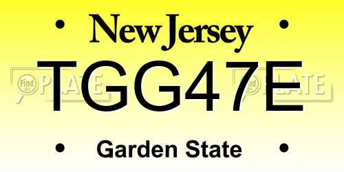 TGG47E New Jersey License Plate