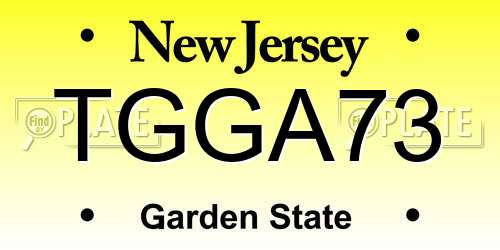 TGGA73 New Jersey License Plate